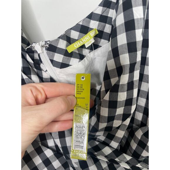 Gianni Bini Gingham Dress Medium Tie Side Wrap Mini Balloon Sleeve - Picture 8 of 9